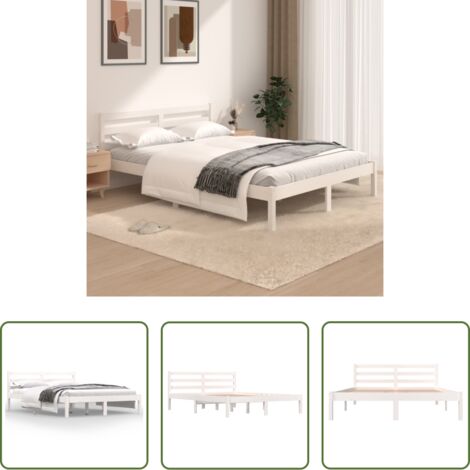 vidaXL Giroletto Bianco Legno Massello di Pino 120x190cm Small Double
