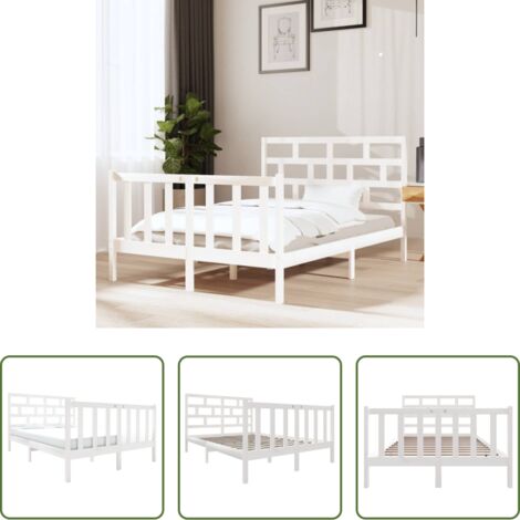 vidaXL Giroletto Bianco Legno Massello di Pino 120x190cm Small Double