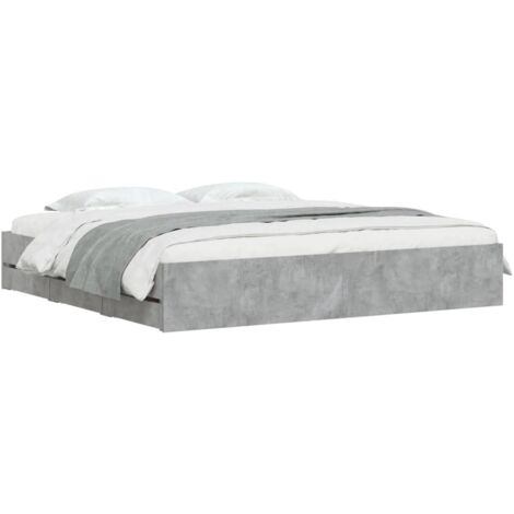 vidaXL Giroletto Cassetti Grigio Cemento 180x200 cm Legno Multistrato
