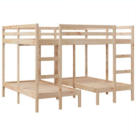 vidaXL Giroletto Castello Triplo 160x200/80x160cm Legno Massello Pino