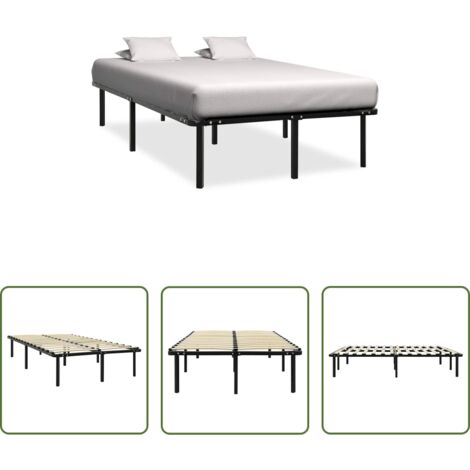 vidaXL Giroletto con base a doghe -  Giroletto Nero in Metallo 160x200 cm