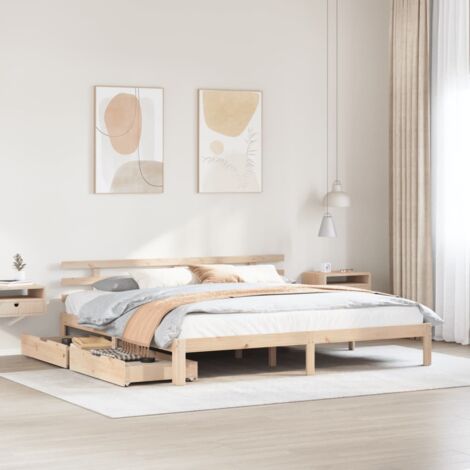vidaXL Giroletto con Cassetti 180x200 cm in Legno Massello di Pino