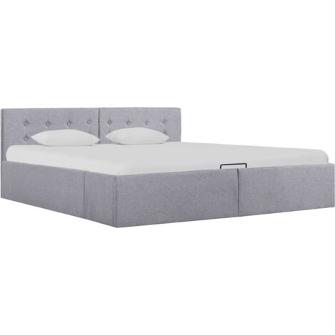 vidaXL Giroletto con Contenitore Grigio Chiaro in Tessuto 160x200 cm