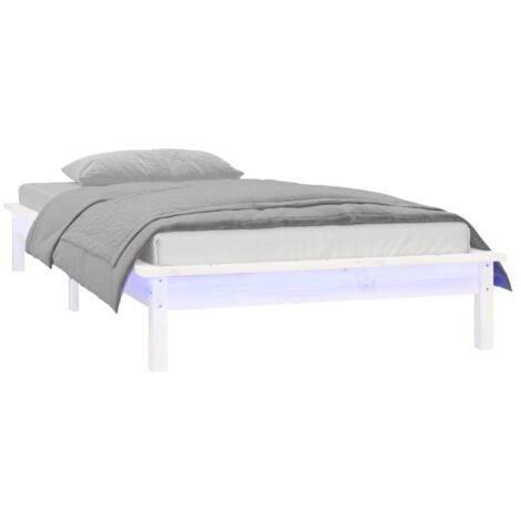 vidaXL Giroletto con LED Bianco 100x200 cm in Legno Massello