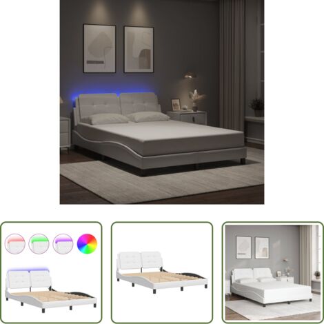 vidaXL Giroletto con LED -  Giroletto con LED senza Materasso Zadar Bianco 120x200 cm