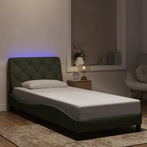 vidaXL Giroletto con LED senza Materasso Grigio Chiaro 90x190 cm in Velluto