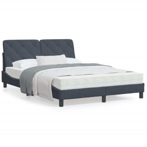 vidaXL Giroletto con LED senza Materasso Grigio Scuro 140x190 cm in Velluto