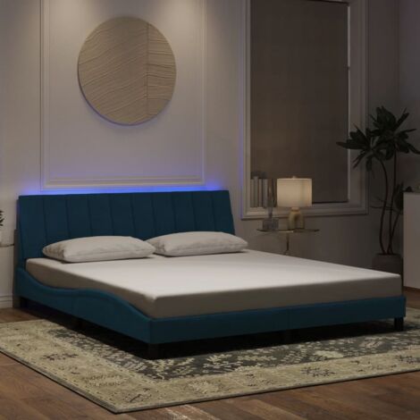 vidaXL Giroletto con LED senza Materasso Hanko Blu 180x200 cm in Velluto