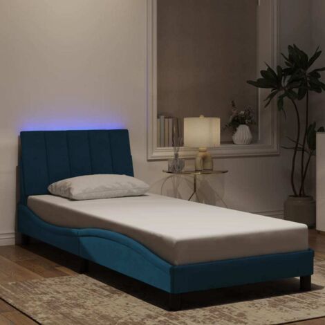 vidaXL Giroletto con LED senza Materasso Hanko Blu 90x200 cm in Velluto