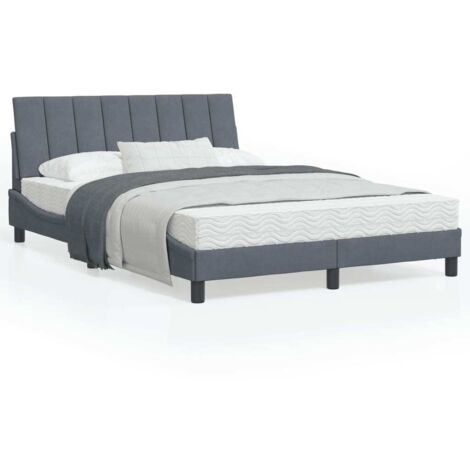 vidaXL Giroletto con LED senza Materasso Hanko Grigio Scuro 140x200 cm in Velluto