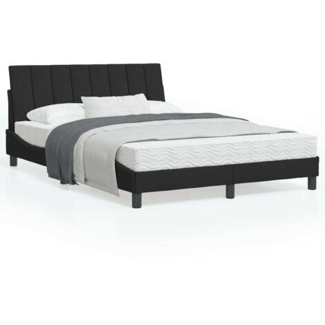 vidaXL Giroletto con LED senza Materasso Hanko Nero 140x190 cm in Velluto