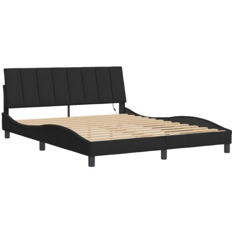 vidaXL Giroletto con LED senza Materasso Hanko Nero 160x200 cm in Velluto