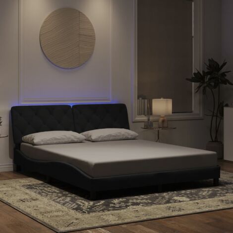 vidaXL Giroletto con LED senza Materasso Nero 160x200 cm in Velluto