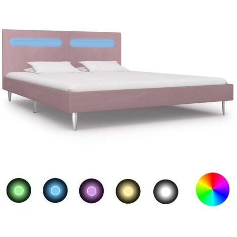 vidaXL Giroletto con LED senza Materasso Rosa 180x200 cm in Tessuto