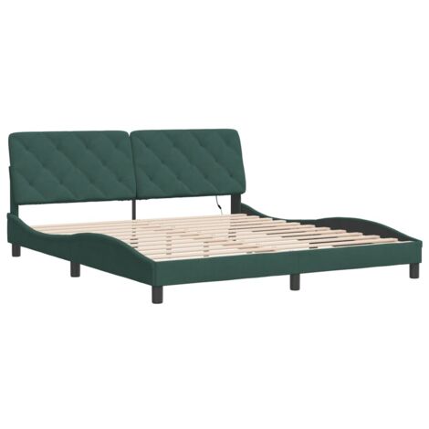 vidaXL Giroletto con LED senza Materasso Verde Scuro 180x200 cm in Velluto