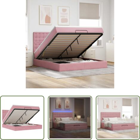 vidaXL Giroletto con materasso -  Struttura Letto Pouf con Materassi Rosa 180x200 cm Velluto