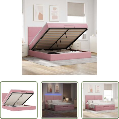 vidaXL Giroletto con materasso -  Struttura Letto Pouf con Materassi Rosa 180x200 cm Velluto