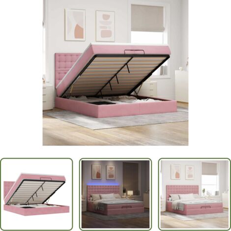 vidaXL Giroletto con materasso -  Struttura Letto Pouf con Materassi Rosa 200x200 cm Velluto
