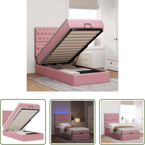 vidaXL Giroletto con materasso -  Struttura Letto Pouf con Materassi Rosa 80x200 cm Velluto