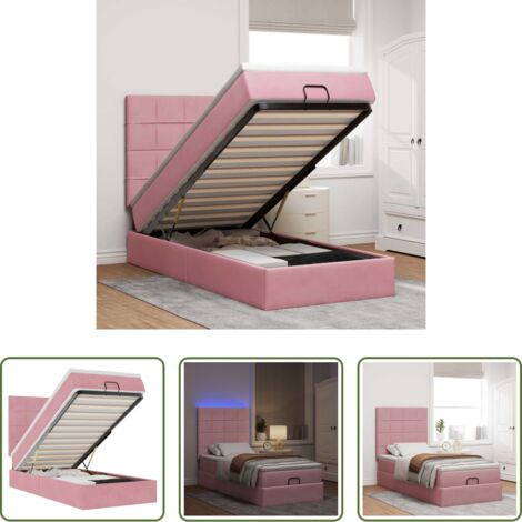 vidaXL Giroletto con materasso -  Struttura Letto Pouf con Materassi Rosa 80x200 cm Velluto