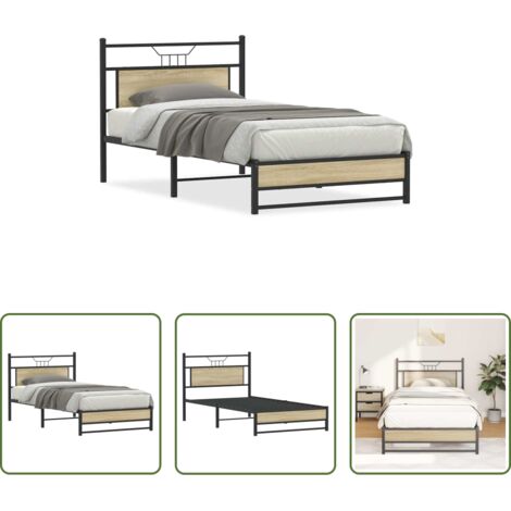 vidaXL Giroletto con rete a doghe -  Giroletto senza Materasso Rovere Sonoma 100x200cm in Truciolato