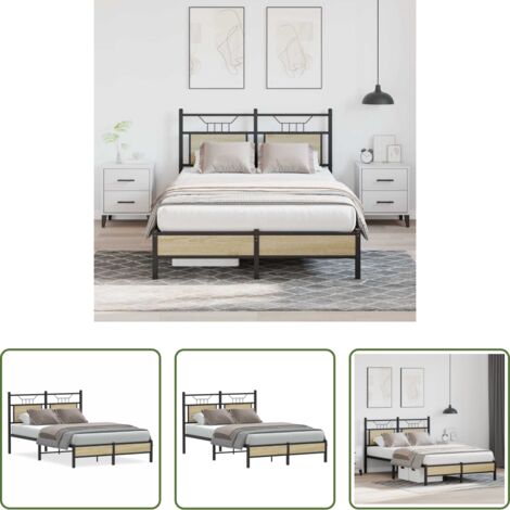 vidaXL Giroletto con rete a doghe -  Giroletto senza Materasso Rovere Sonoma 120x200cm in Truciolato