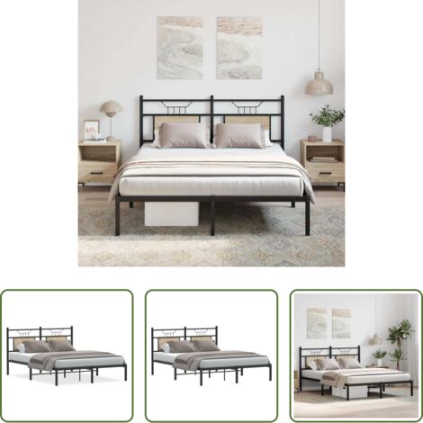 vidaXL Giroletto con rete a doghe -  Giroletto senza Materasso Rovere Sonoma 140x200cm in Truciolato