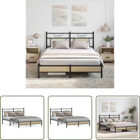vidaXL Giroletto con rete a doghe -  Giroletto senza Materasso Rovere Sonoma 140x200cm in Truciolato