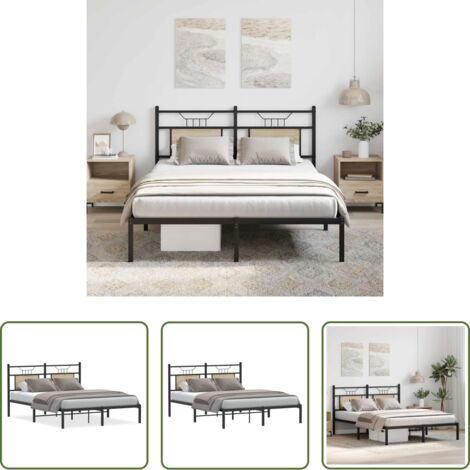 vidaXL Giroletto con rete a doghe -  Giroletto senza Materasso Rovere Sonoma 150x200cm in Truciolato