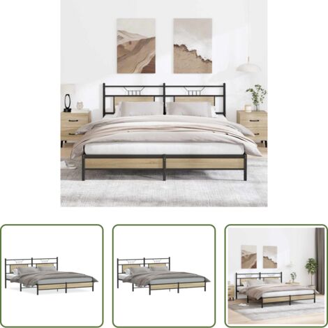 vidaXL Giroletto con rete a doghe -  Giroletto senza Materasso Rovere Sonoma 183x203cm in Truciolato