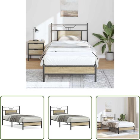 vidaXL Giroletto con rete a doghe -  Giroletto senza Materasso Rovere Sonoma 75x190 cm in Truciolato