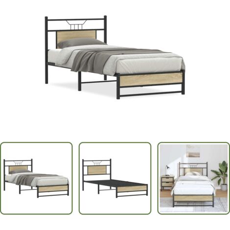 vidaXL Giroletto con rete a doghe -  Giroletto senza Materasso Rovere Sonoma 75x190 cm in Truciolato