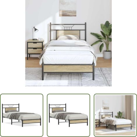 vidaXL Giroletto con rete a doghe -  Giroletto senza Materasso Rovere Sonoma 80x200 cm in Truciolato