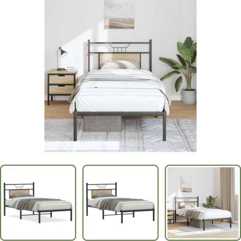 vidaXL Giroletto con rete a doghe -  Giroletto senza Materasso Rovere Sonoma 80x200 cm in Truciolato