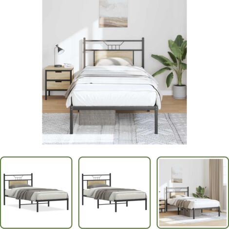 vidaXL Giroletto con rete a doghe -  Giroletto senza Materasso Rovere Sonoma 90x190 cm in Truciolato