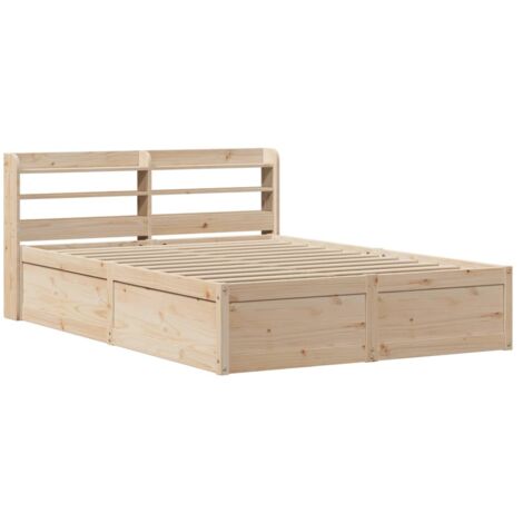 vidaXL Giroletto con Testiera 135x190 cm in Legno Massello di Pino