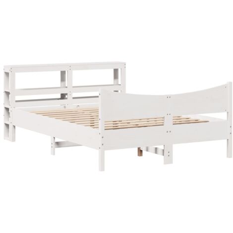 vidaXL Giroletto con Testiera Bianco 120x190 cm Legno Massello di Pino