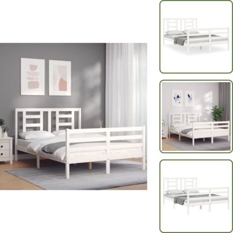 vidaXL Giroletto con Testiera Bianco 120x200 cm in Legno Massello