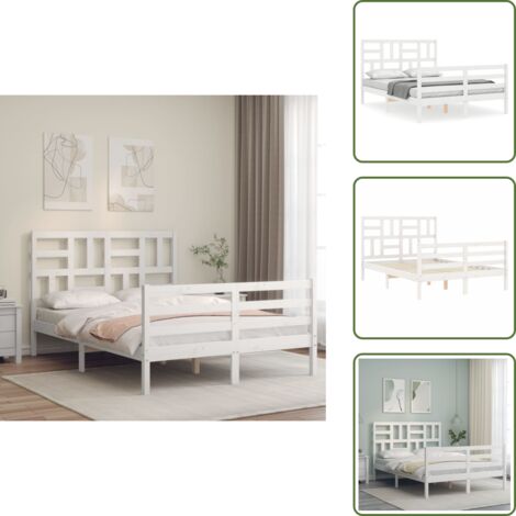 vidaXL Giroletto con Testiera Bianco 120x200 cm in Legno Massello