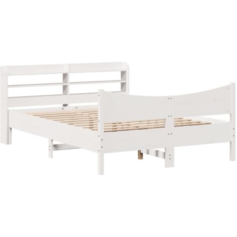 vidaXL Giroletto con Testiera Bianco 120x200 cm Legno Massello di Pino