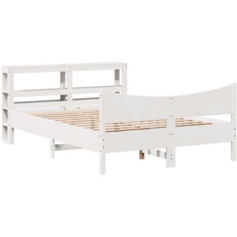 vidaXL Giroletto con Testiera Bianco 140x190 cm in Legno Massello Pino