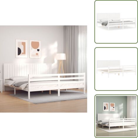 - vidaXL Giroletto con Testiera Bianco 200x200 cm in Legno Massello -