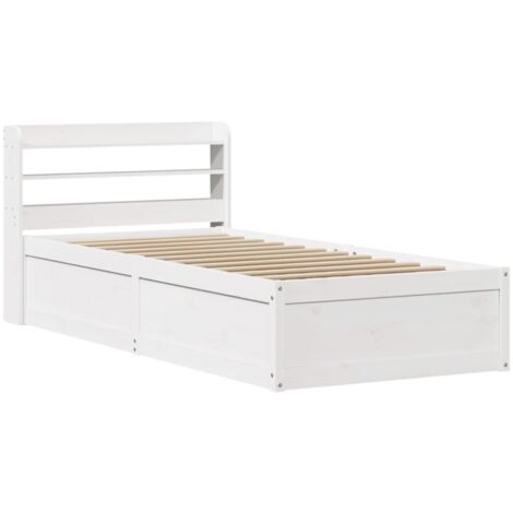 vidaXL Giroletto con Testiera Bianco 90x200 cm Legno Massello di Pino