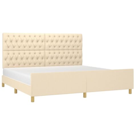 vidaXL Giroletto con Testiera Crema 200x200 cm in Tessuto