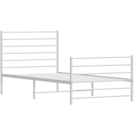 vidaXL Giroletto con Testiera e Pediera Metallo Bianco 100x190 cm