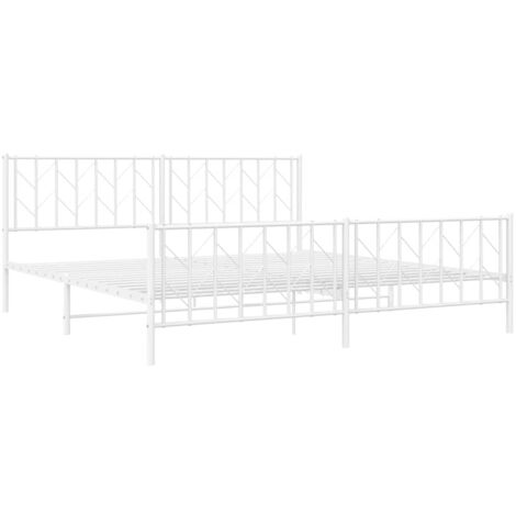 vidaXL Giroletto con Testiera e Pediera Metallo Bianco 193x203 cm