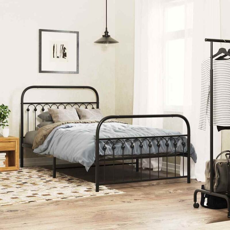 Giroletto Con Testiera E Pediera Metallo Nero 107x203 Cm Vidaxl