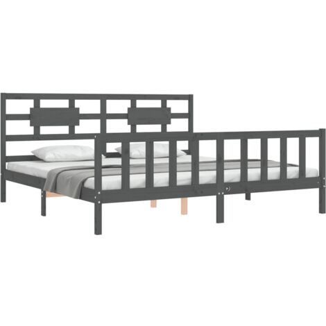 vidaXL Giroletto con Testiera Grigio 200x200 cm in Legno Massello