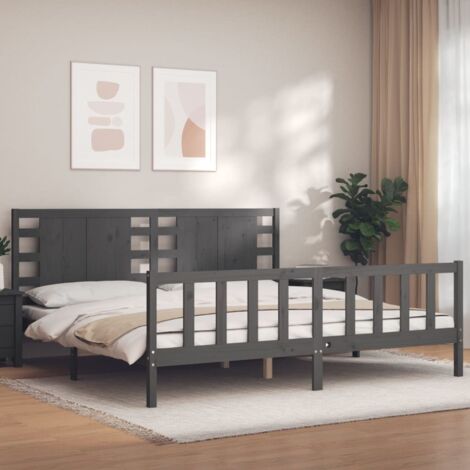vidaXL Giroletto con Testiera Grigio 200x200 cm in Legno Massello