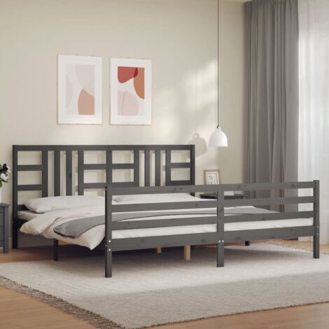 vidaXL Giroletto con Testiera Grigio 200x200 cm in Legno Massello